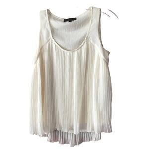 Jessica Simpson Sleeveless Blouse sz S Cream Pleated Tank Top